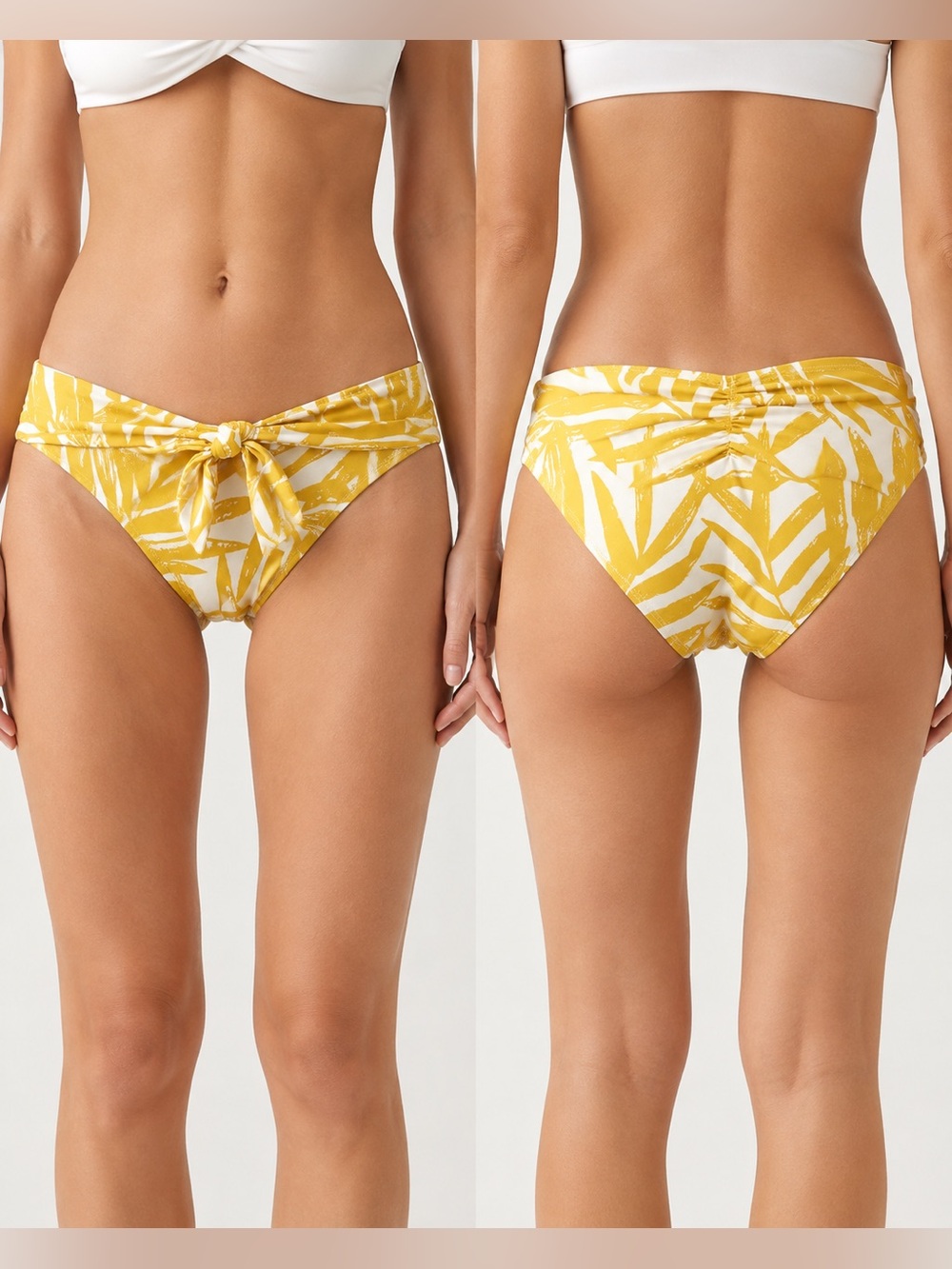 NWT Carmen Marc Valvo Saffron Palm Tie Bikini Bottom Medium $72